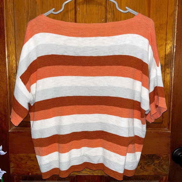 Madewell Multicolored Striped Cropped Short Sleeve Sweater/Shirt - Picture 2 of 3